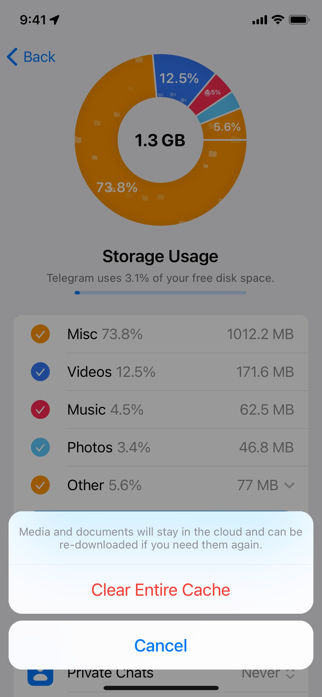 Telegram iOS screen 520