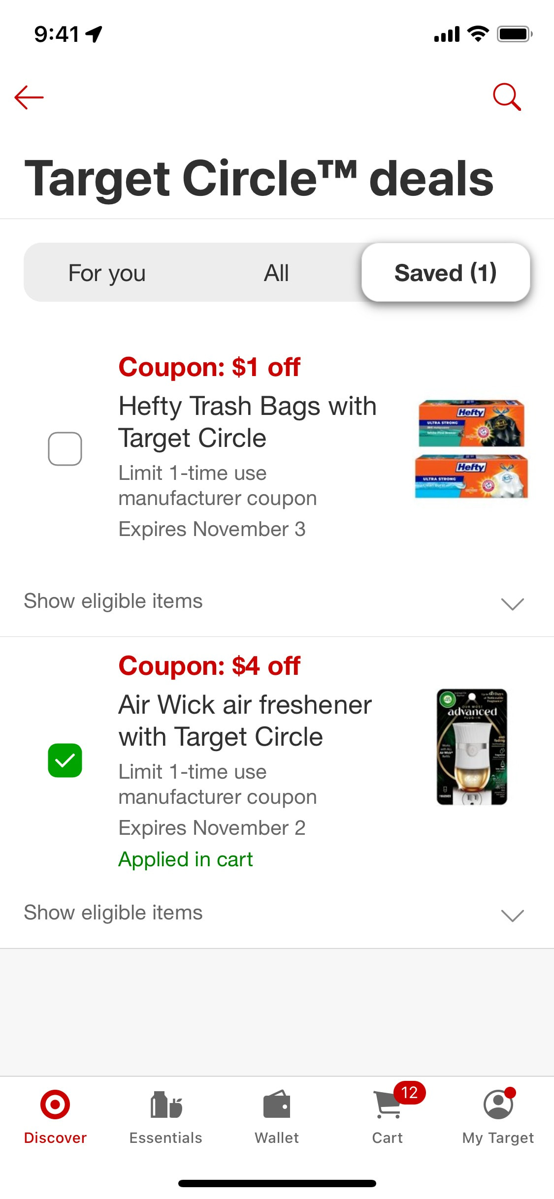 Target iOS screen 416