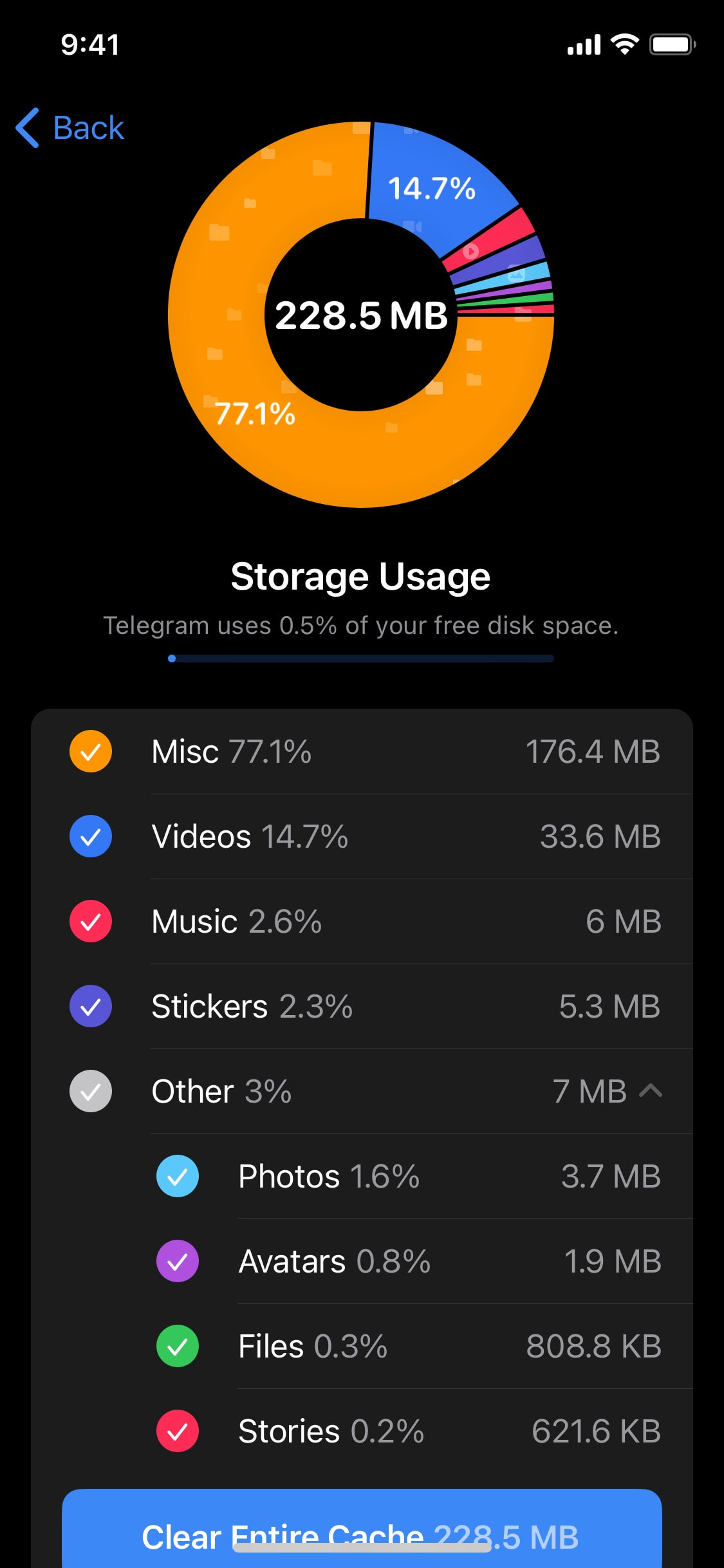 Telegram iOS screen 411