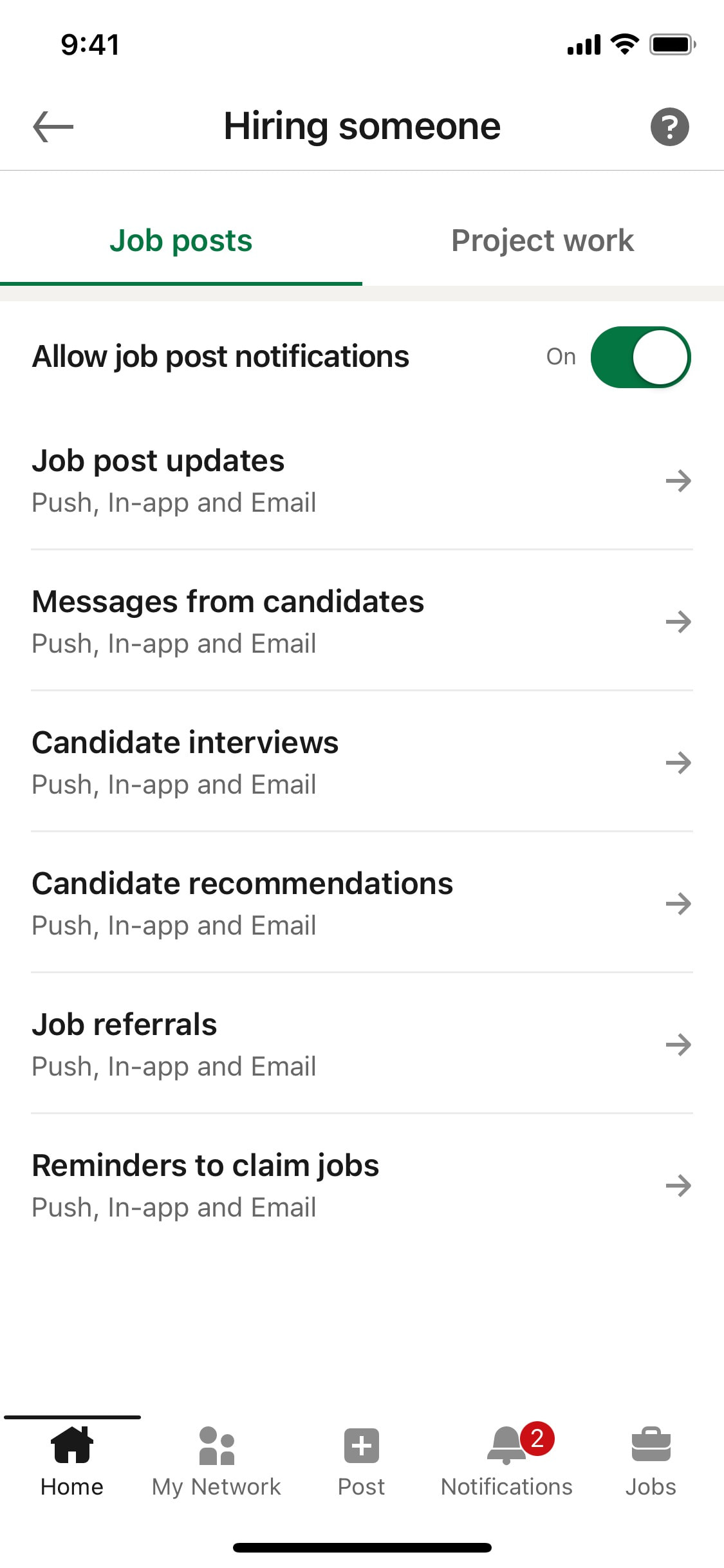 LinkedIn iOS screen 125