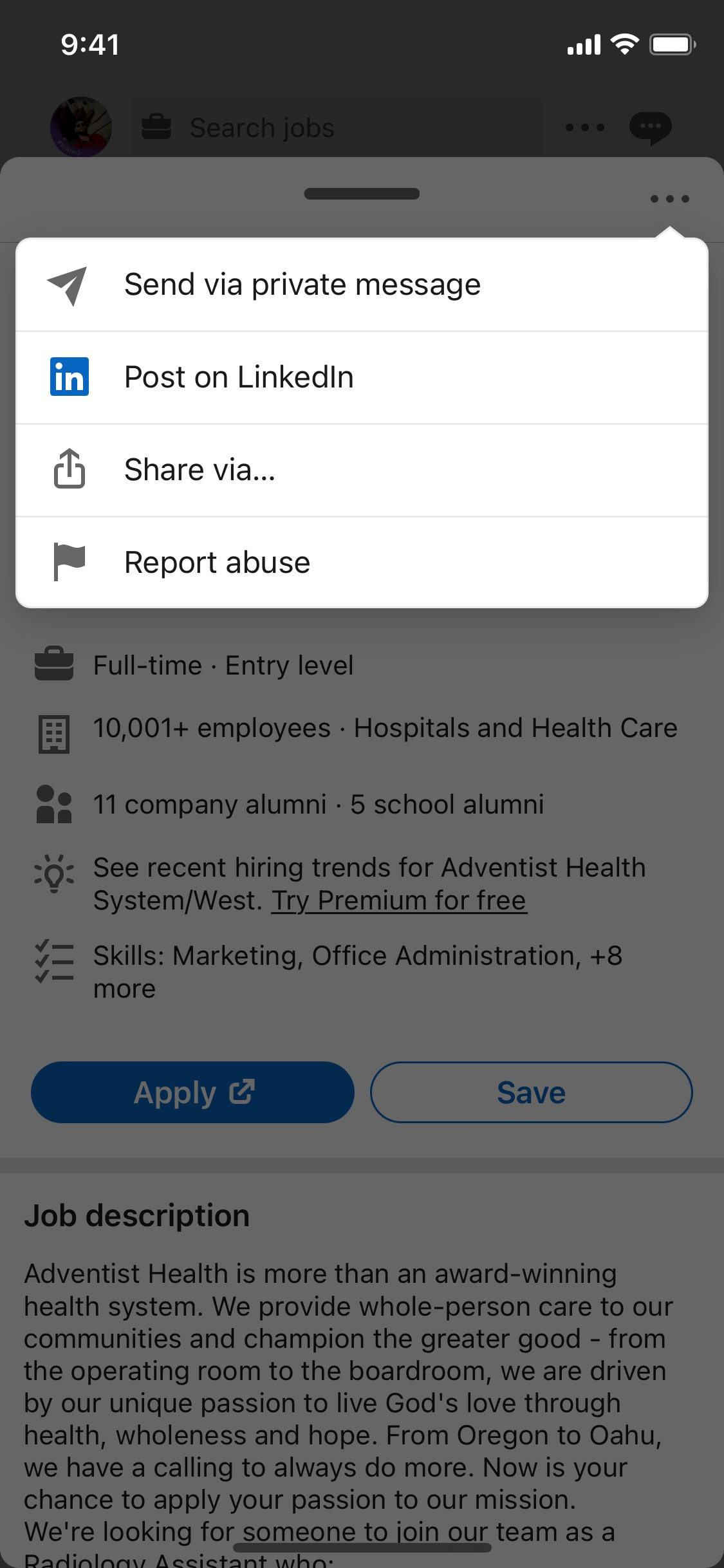 LinkedIn iOS screen 507