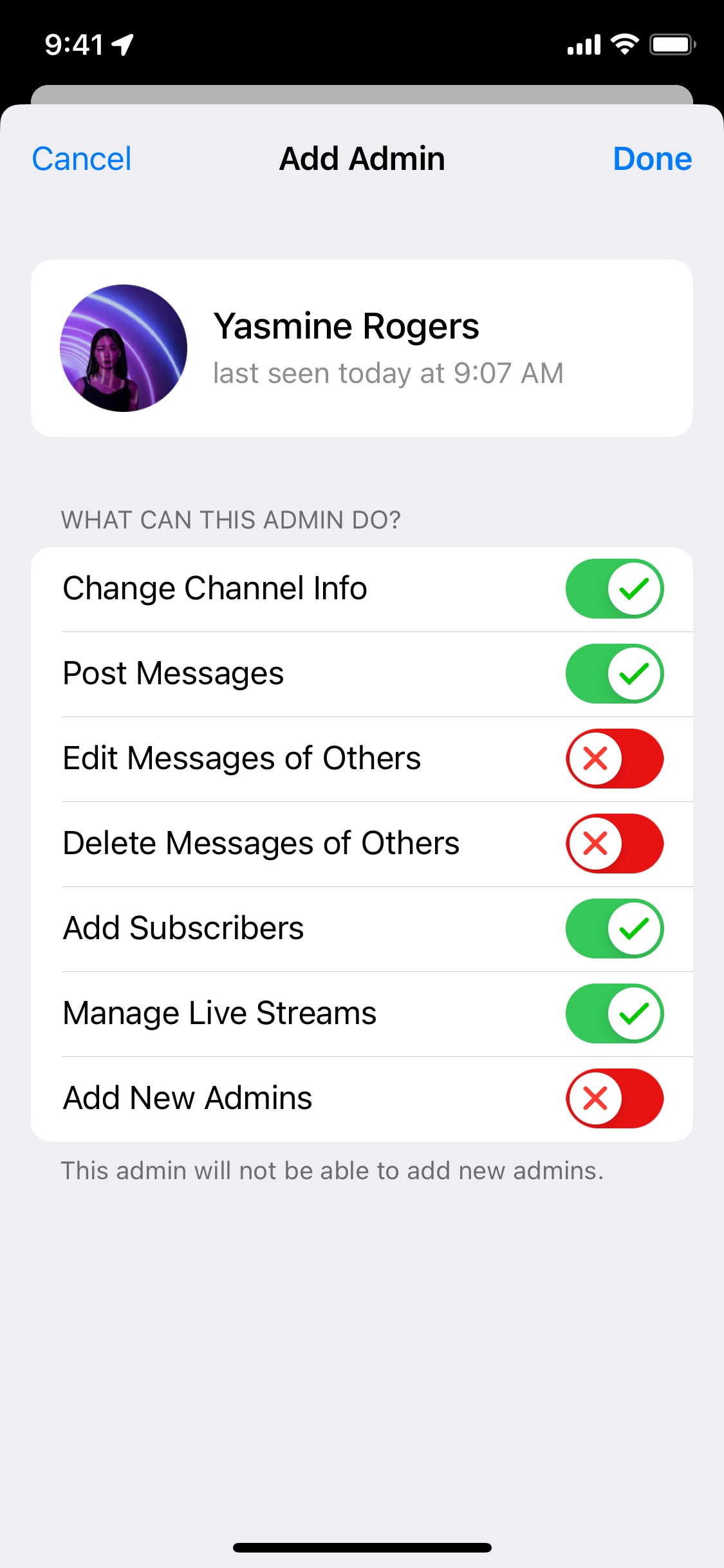 Telegram iOS screen 9