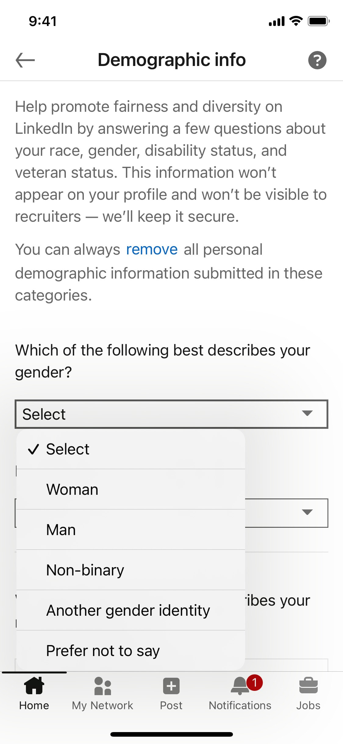 LinkedIn iOS screen 435