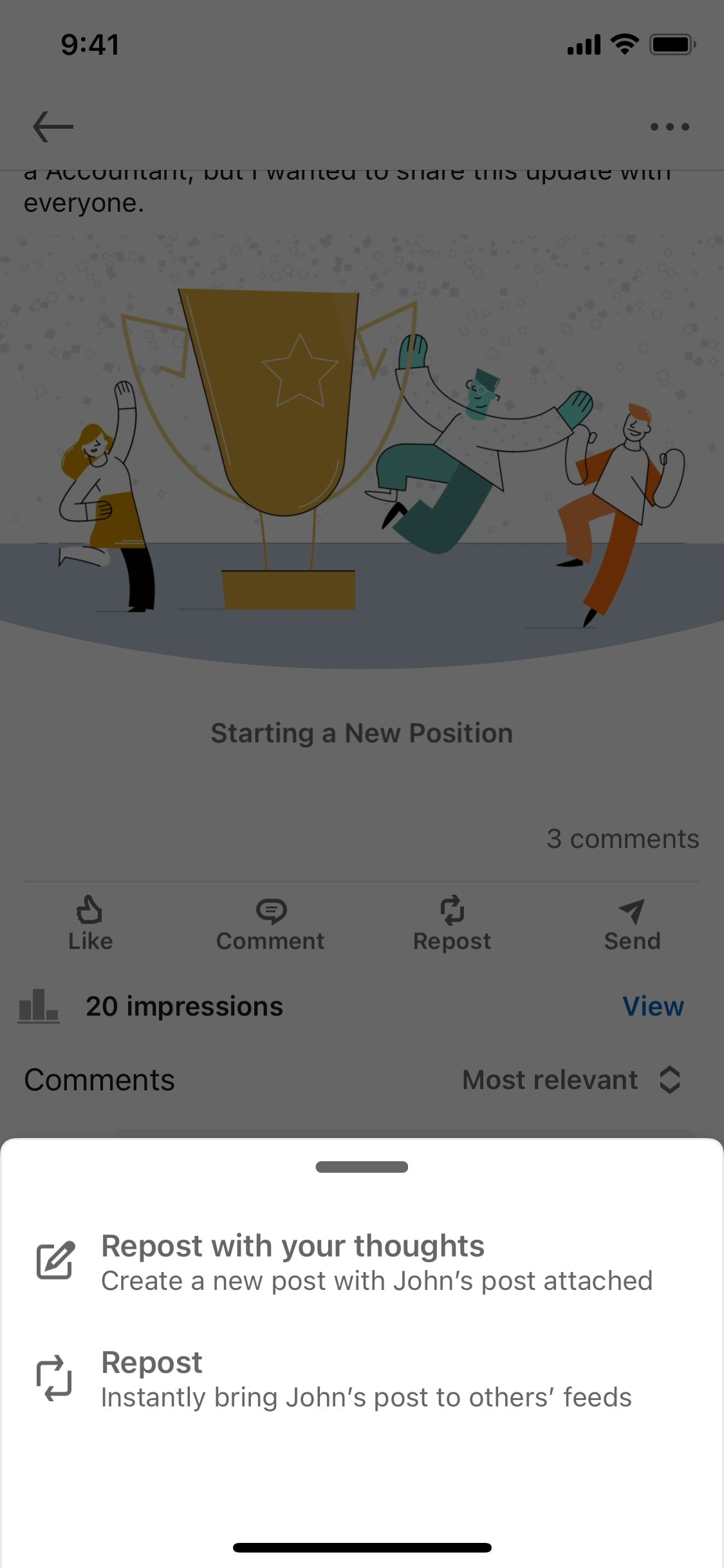 LinkedIn iOS screen 333