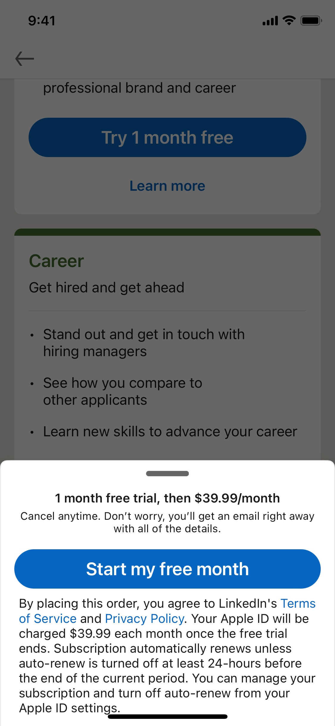 LinkedIn iOS screen 442