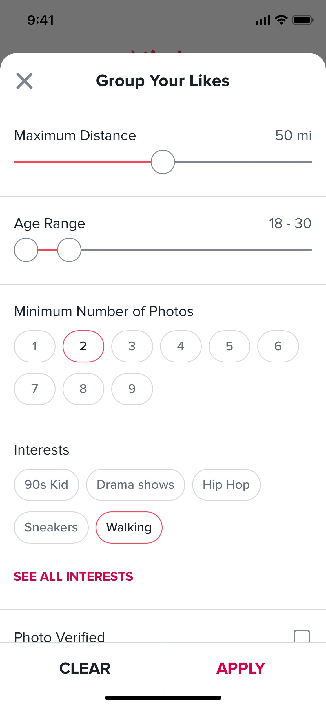 Tinder iOS screen 268