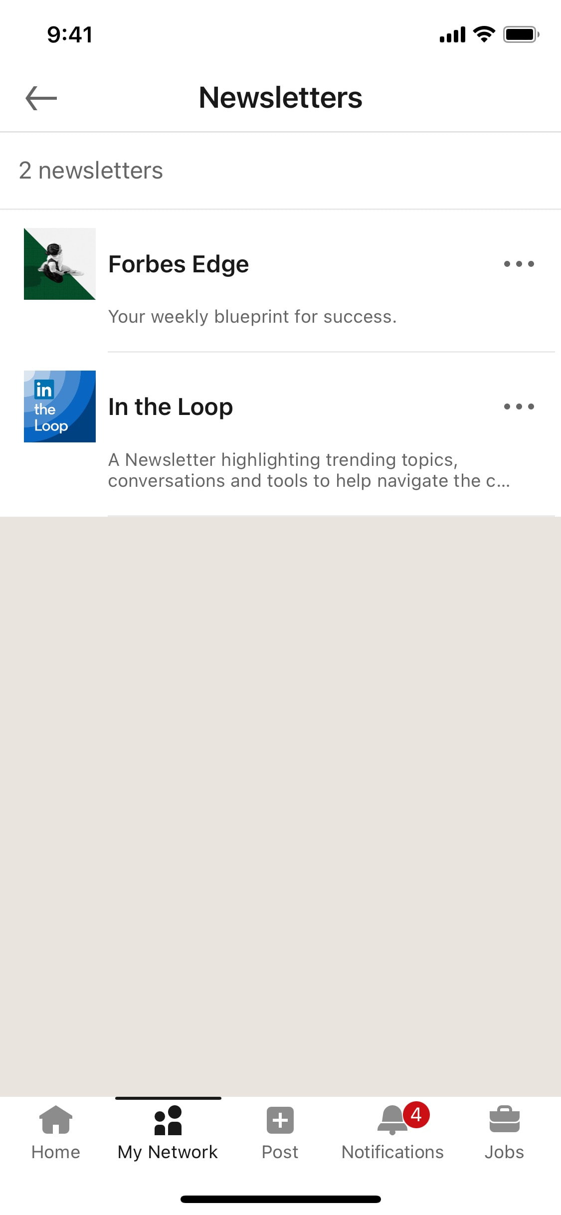 LinkedIn iOS screen 293