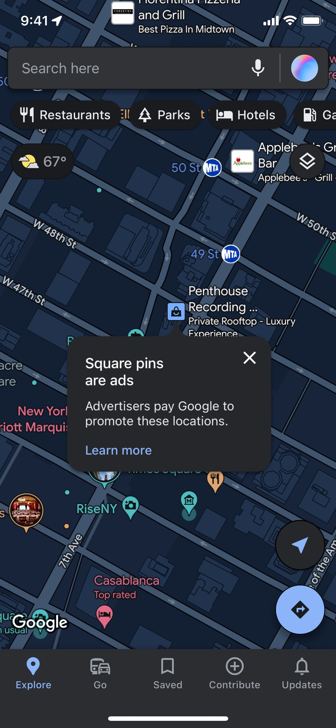 Google Maps iOS screen 516