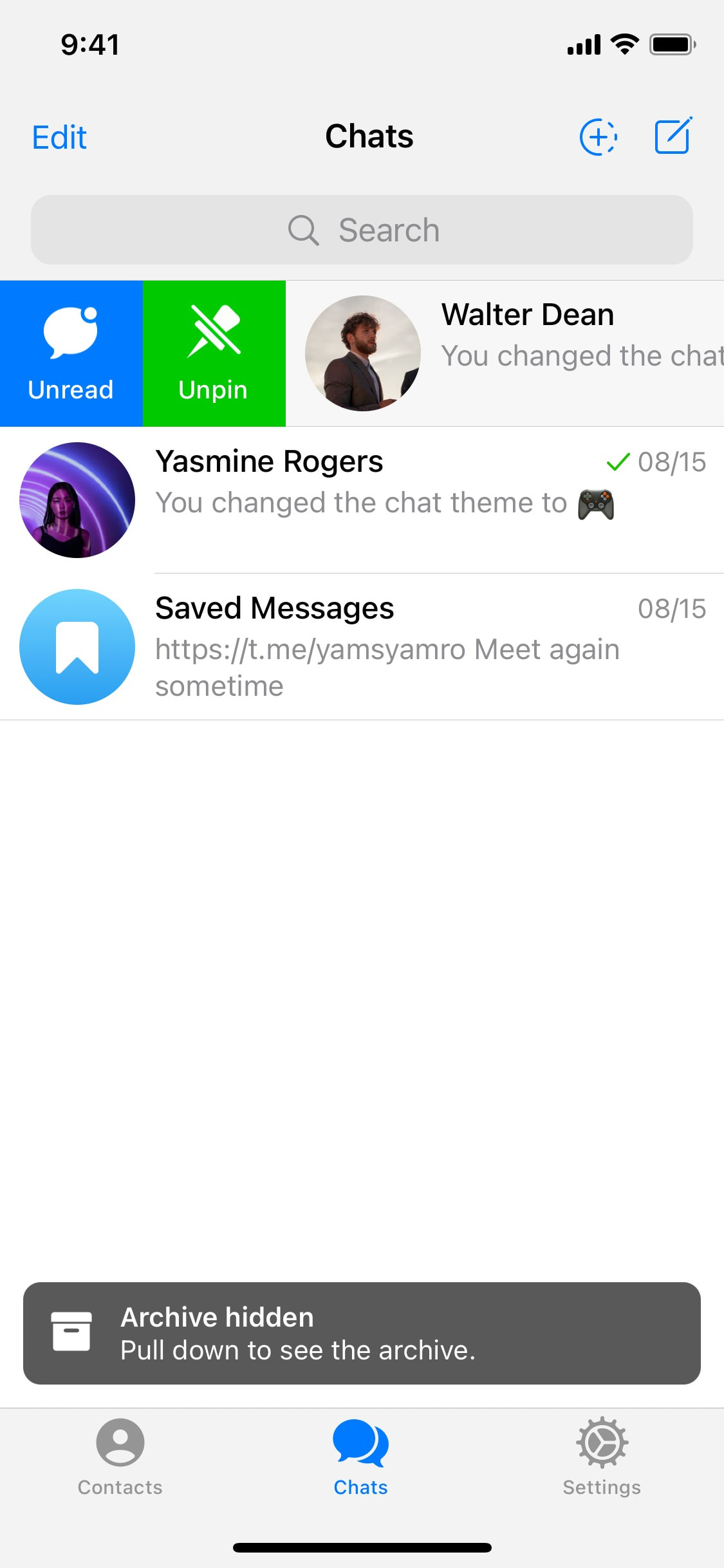 Telegram iOS screen 835