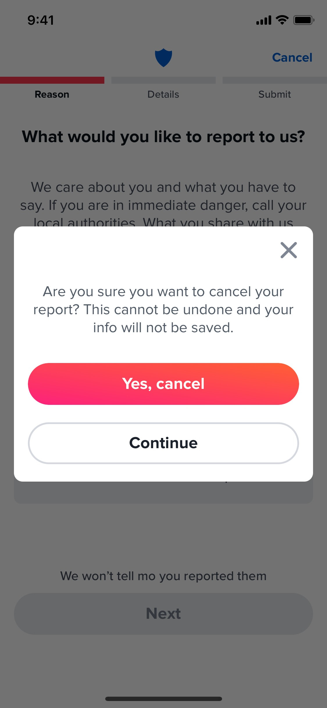 Tinder iOS screen 210