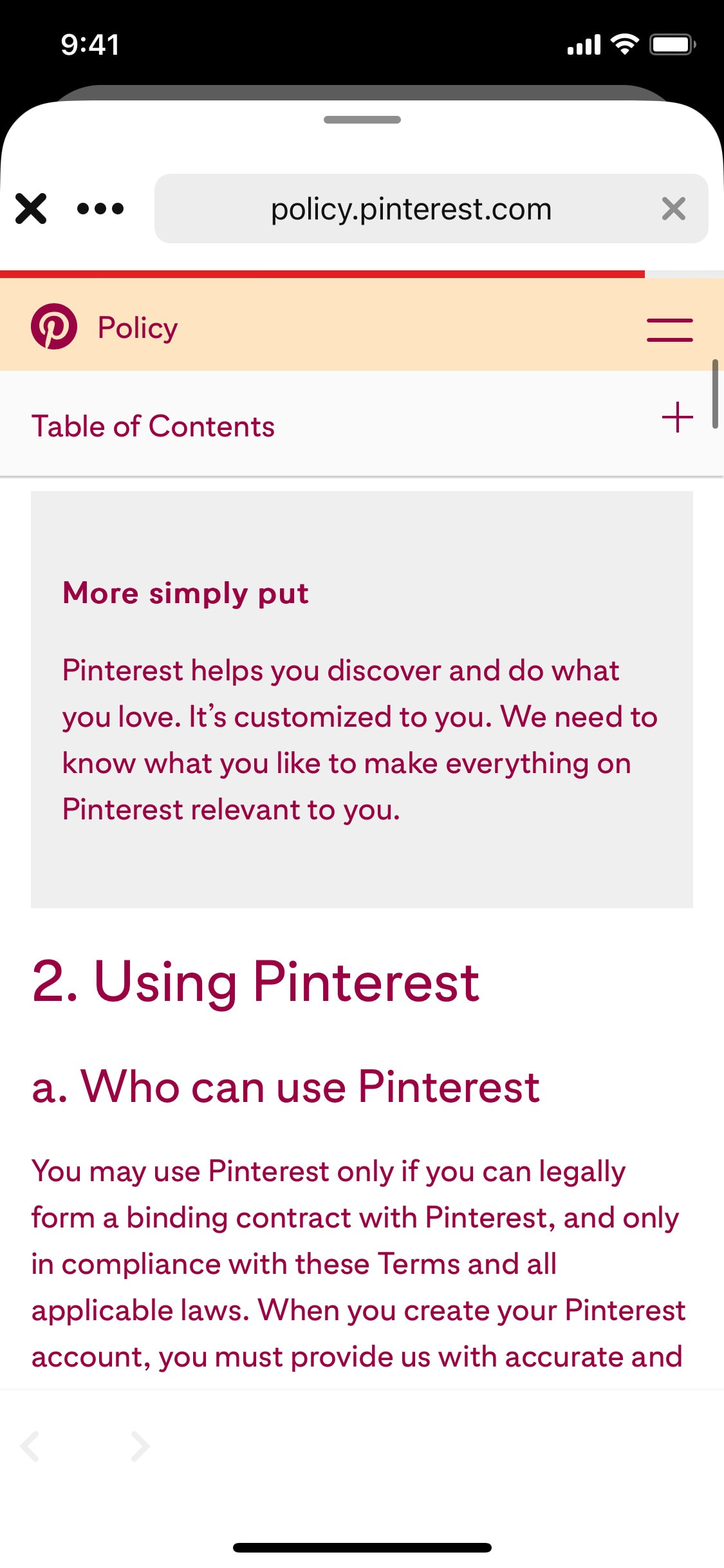 Pinterest iOS screen 446