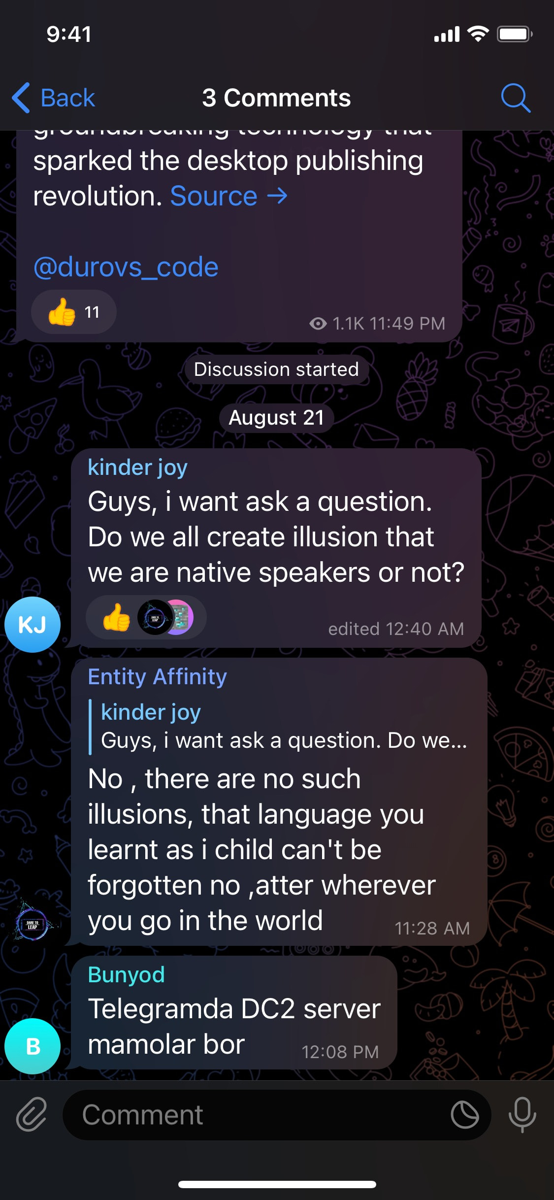 Telegram iOS screen 277