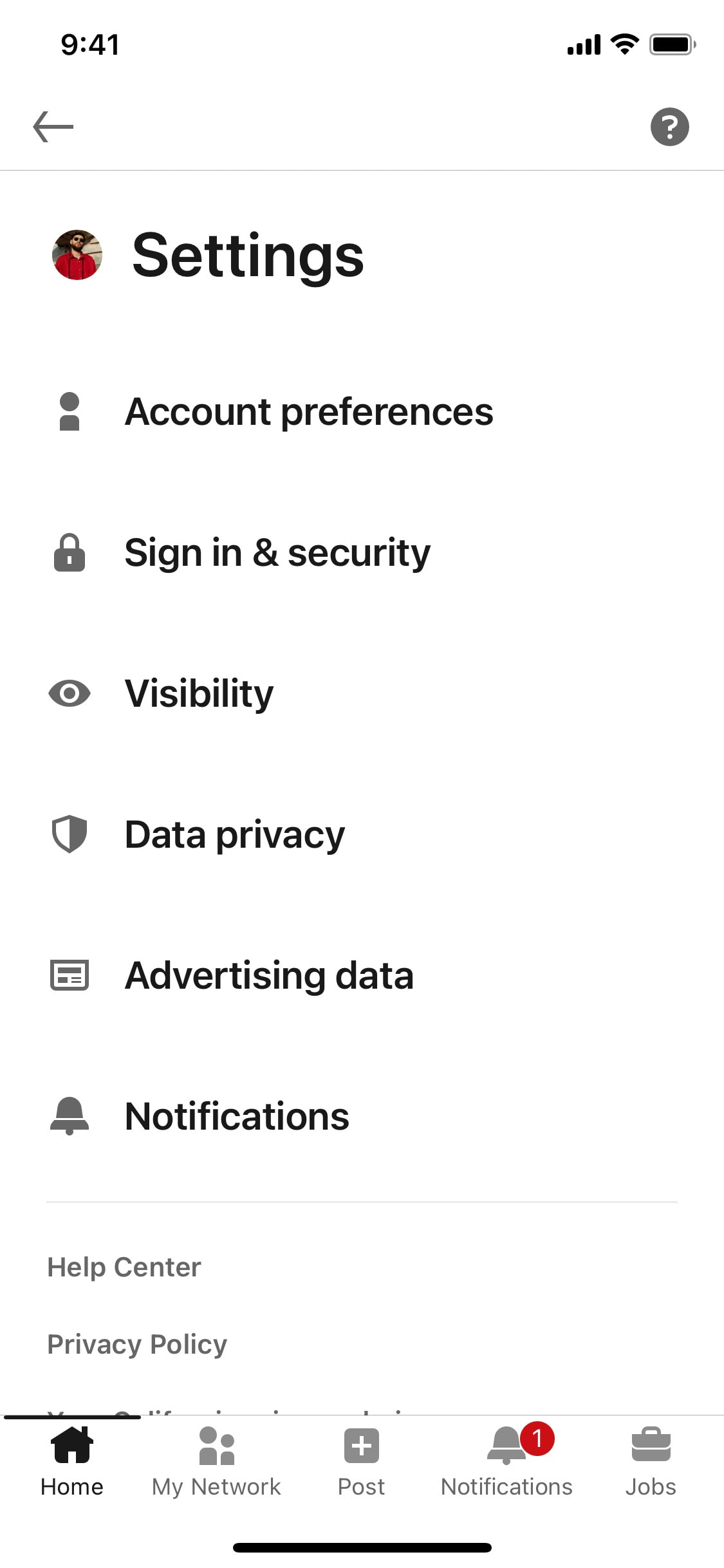 LinkedIn iOS screen 320