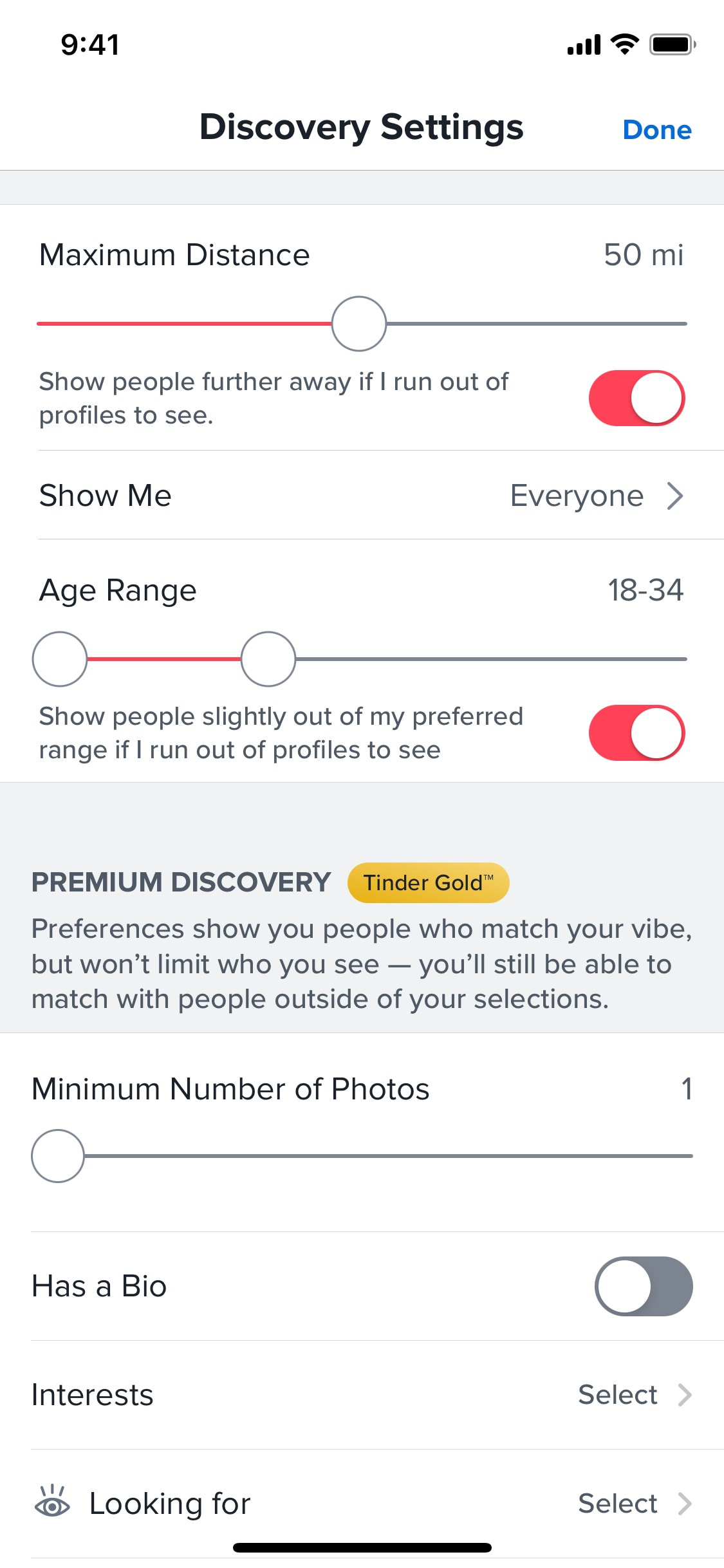 Tinder iOS screen 284