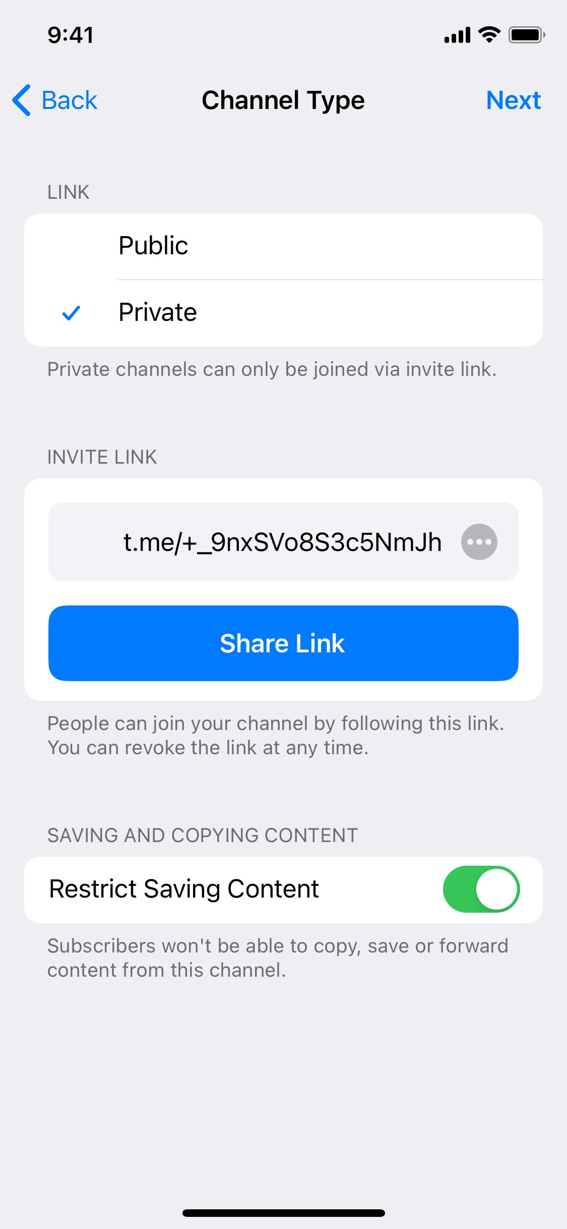 Telegram iOS screen 319