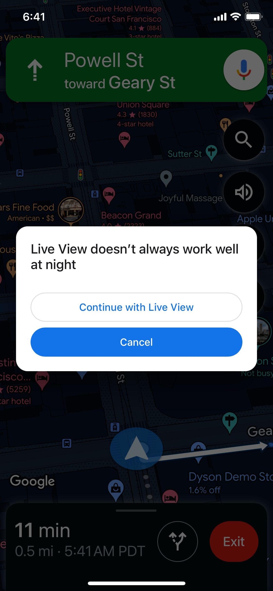 Google Maps iOS screen 187