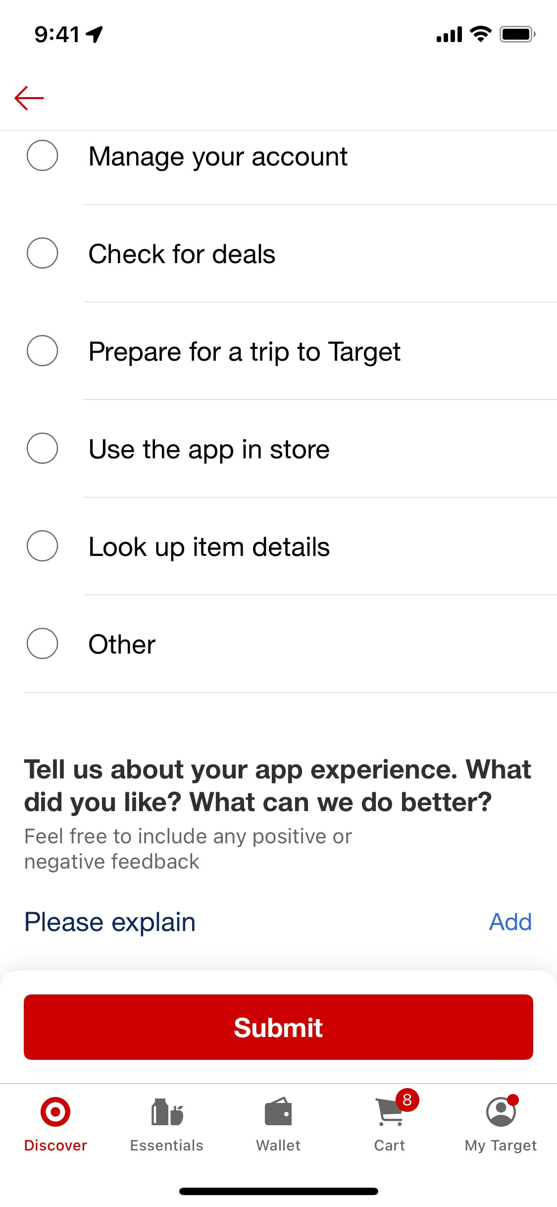 Target iOS screen 434