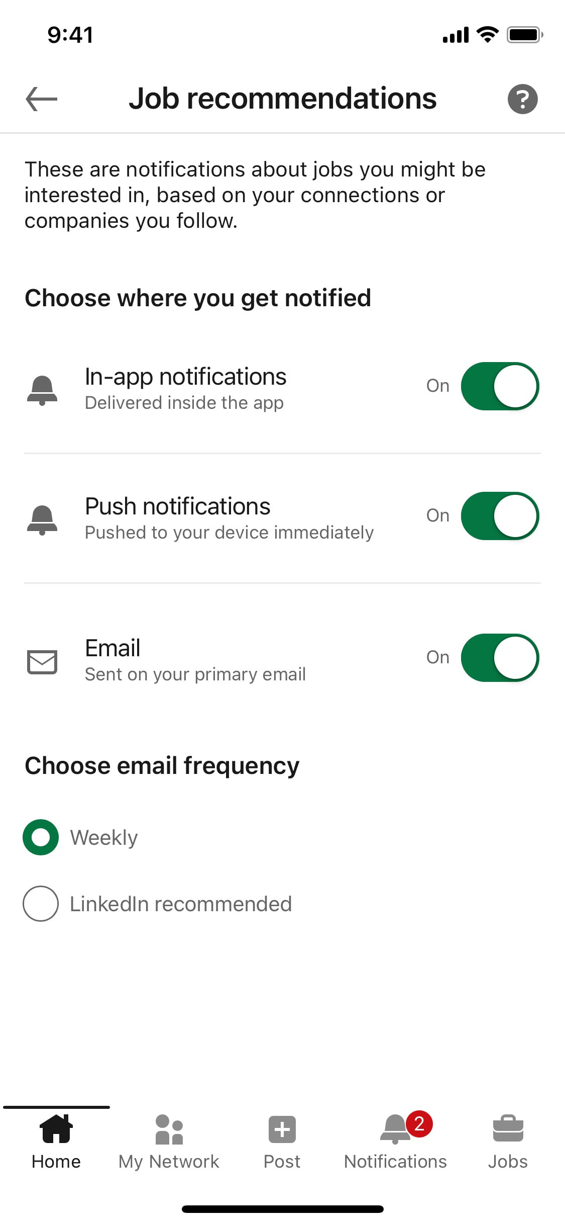 LinkedIn iOS screen 104
