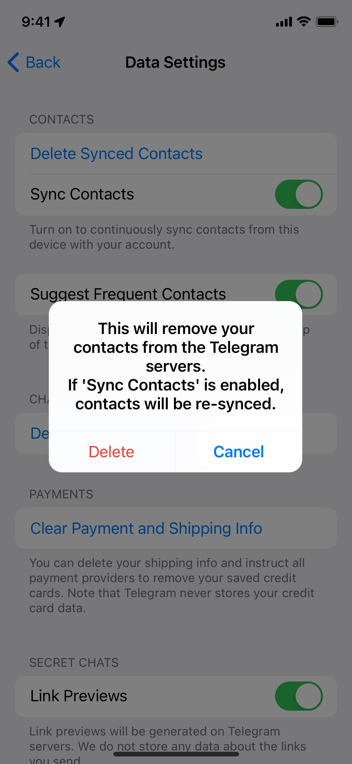 Telegram iOS screen 82