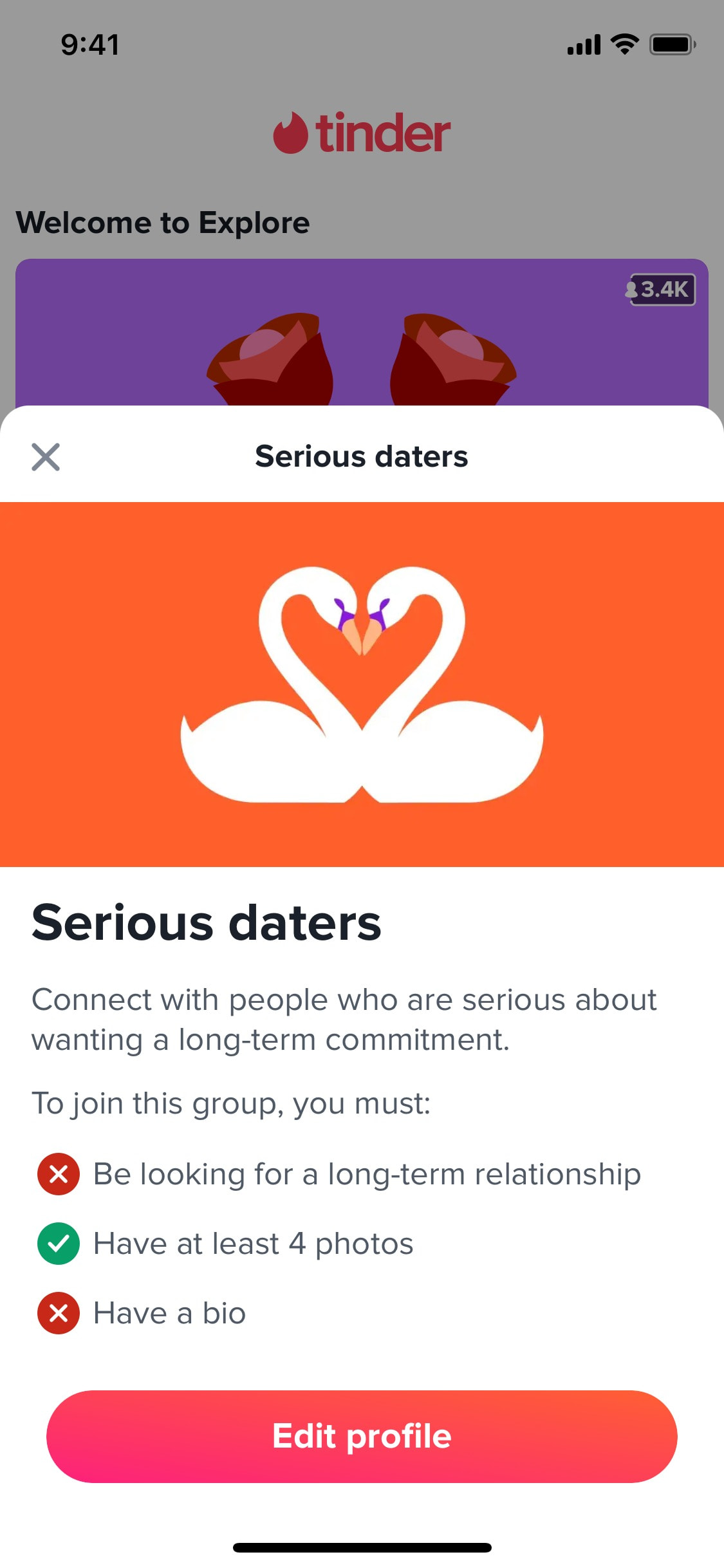 Tinder iOS screen 162