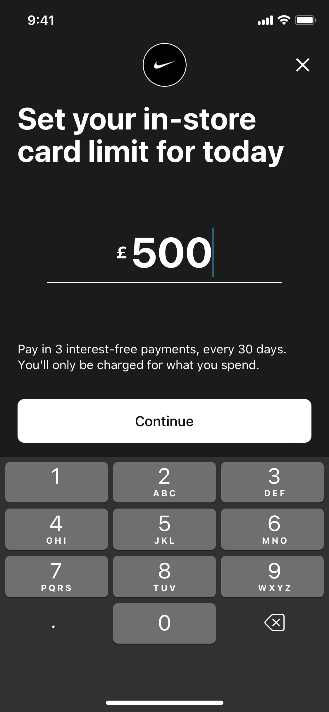 Klarna iOS screen 351