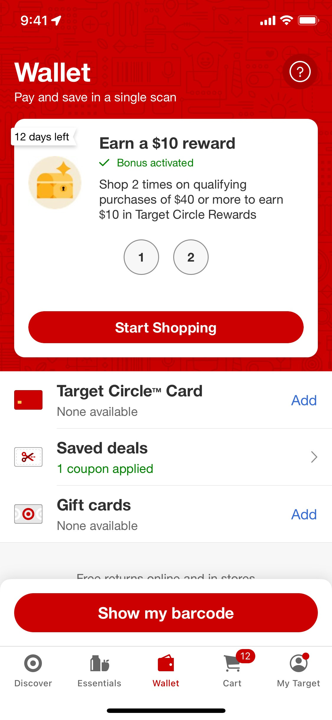 Target iOS screen 464
