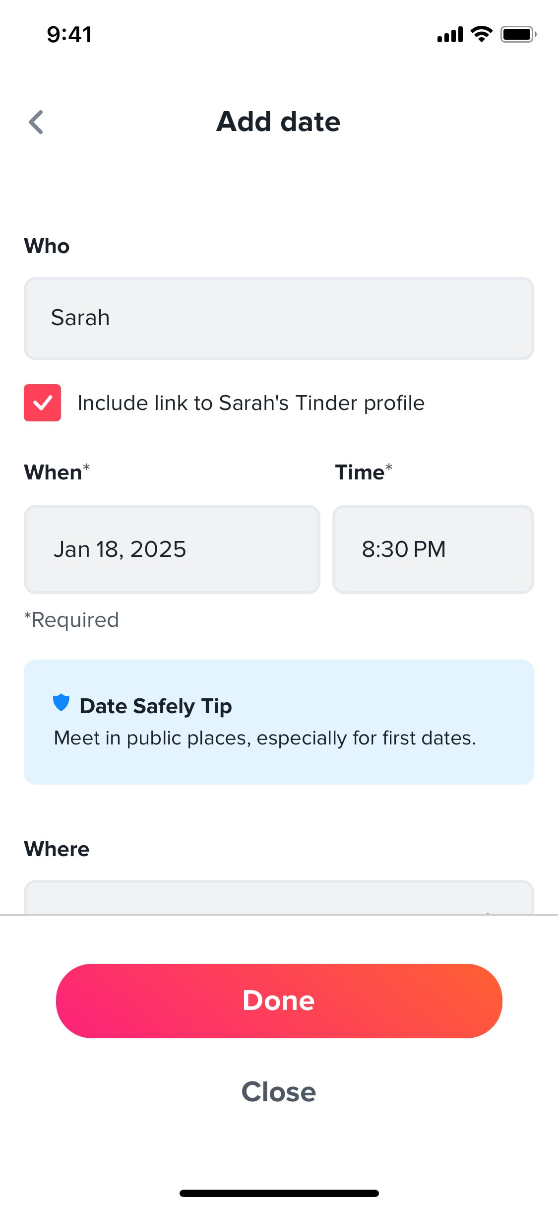 Tinder iOS screen 403