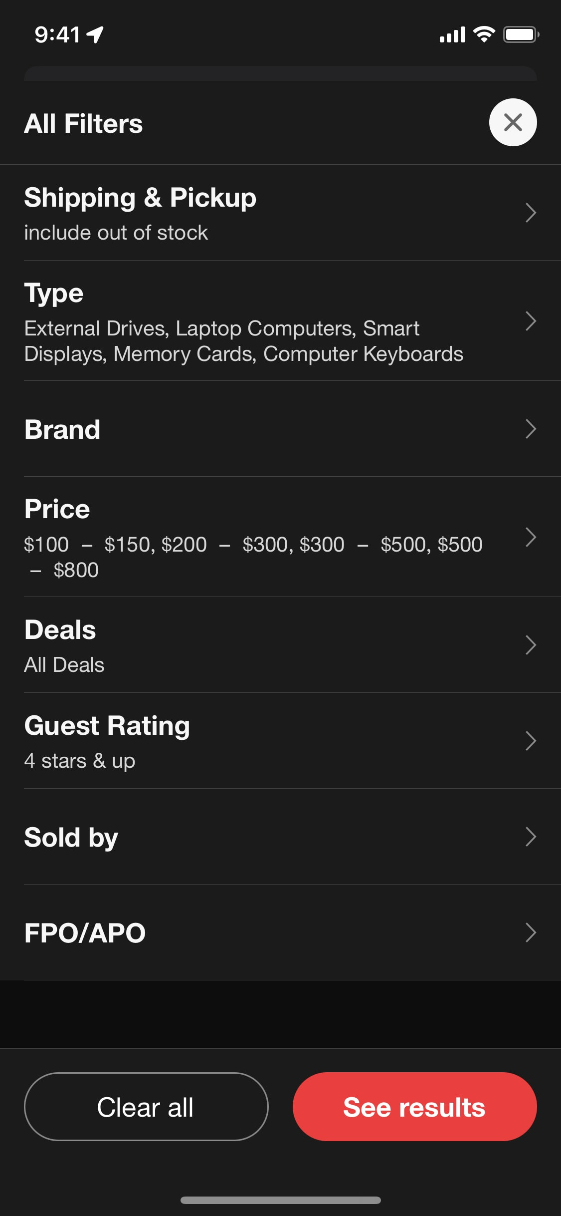 Target iOS screen 448