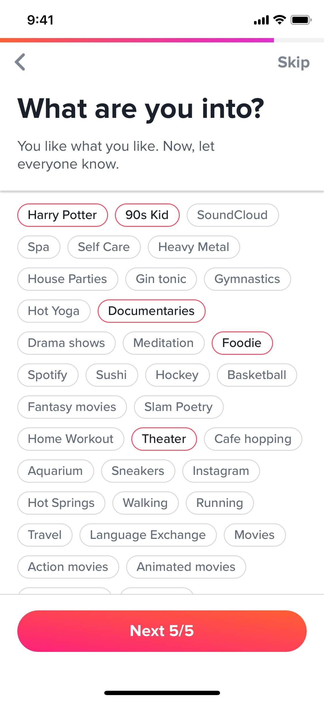 Tinder iOS screen 54