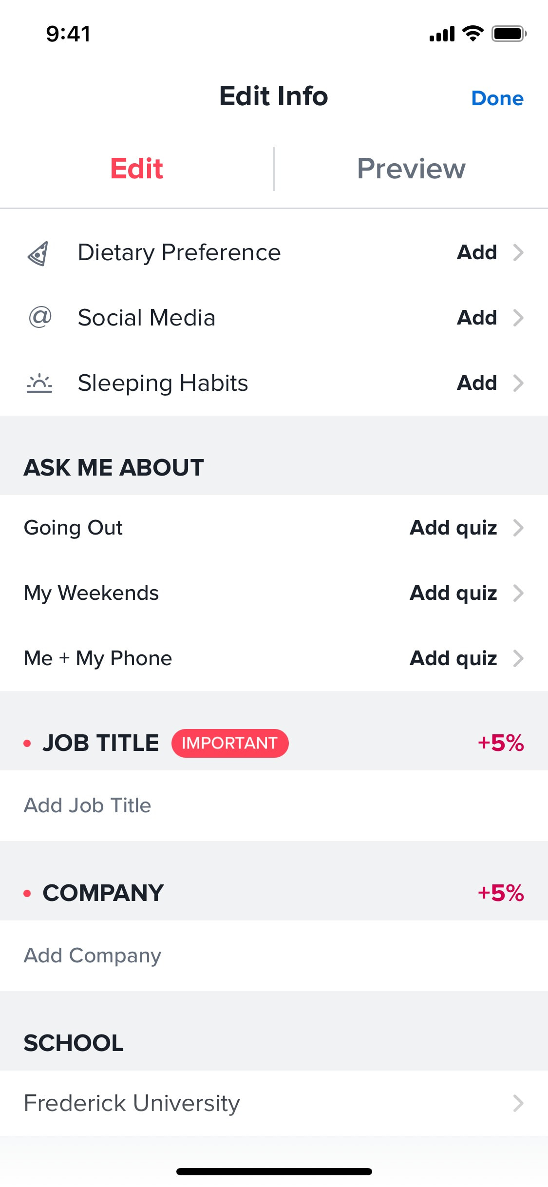 Tinder iOS screen 71