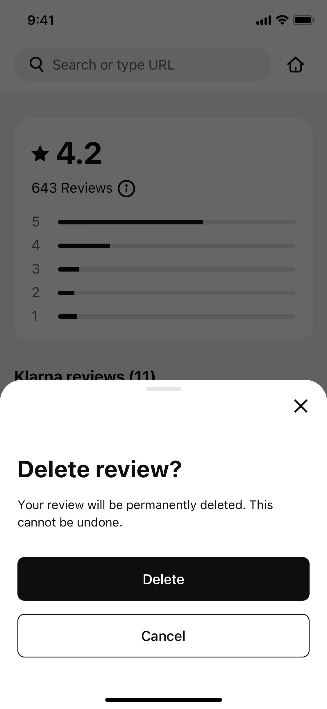 Klarna iOS screen 484