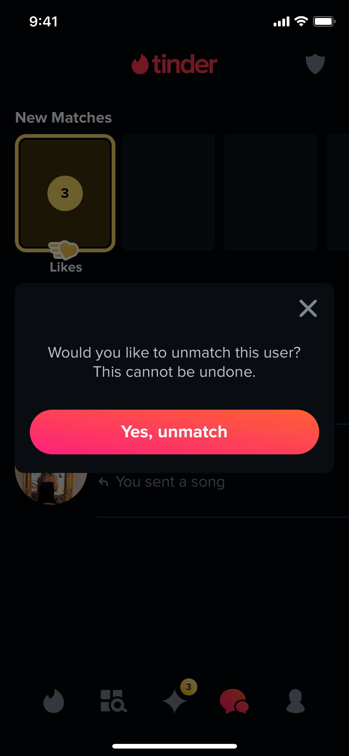 Tinder iOS screen 416
