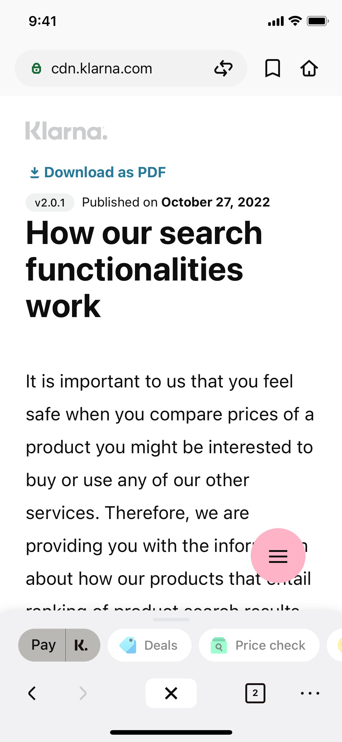 Klarna iOS screen 592