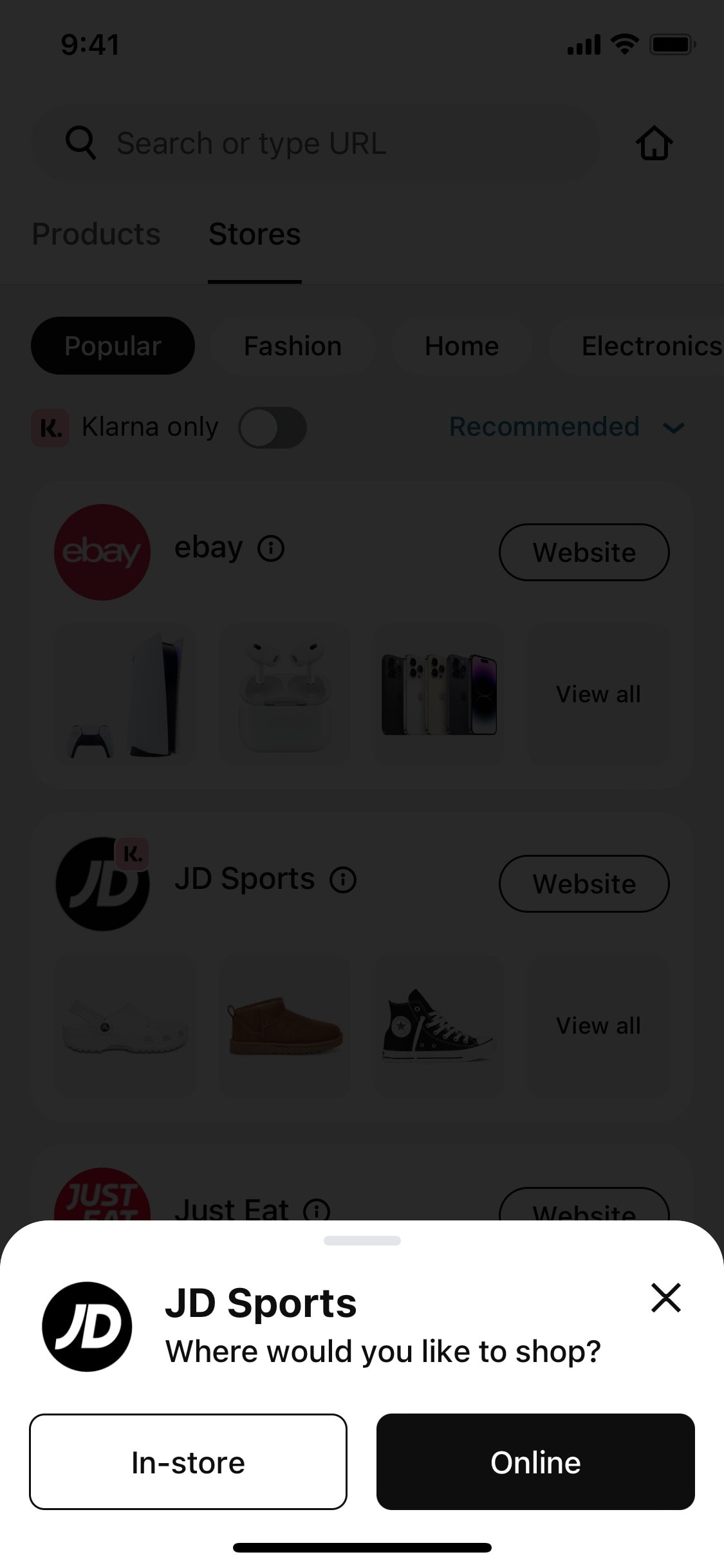 Klarna iOS screen 7