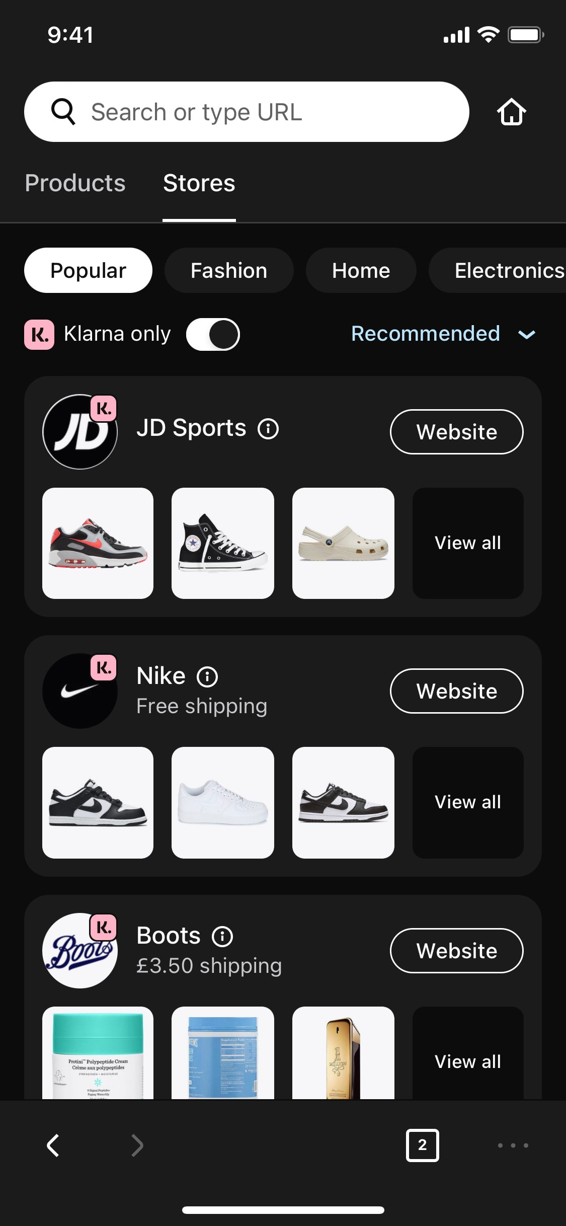 Klarna iOS screen 425
