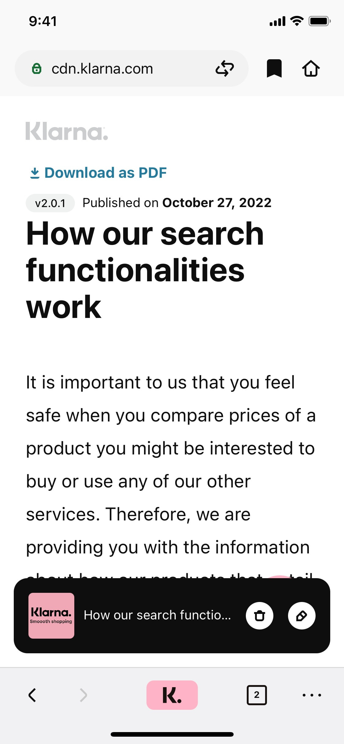 Klarna iOS screen 594
