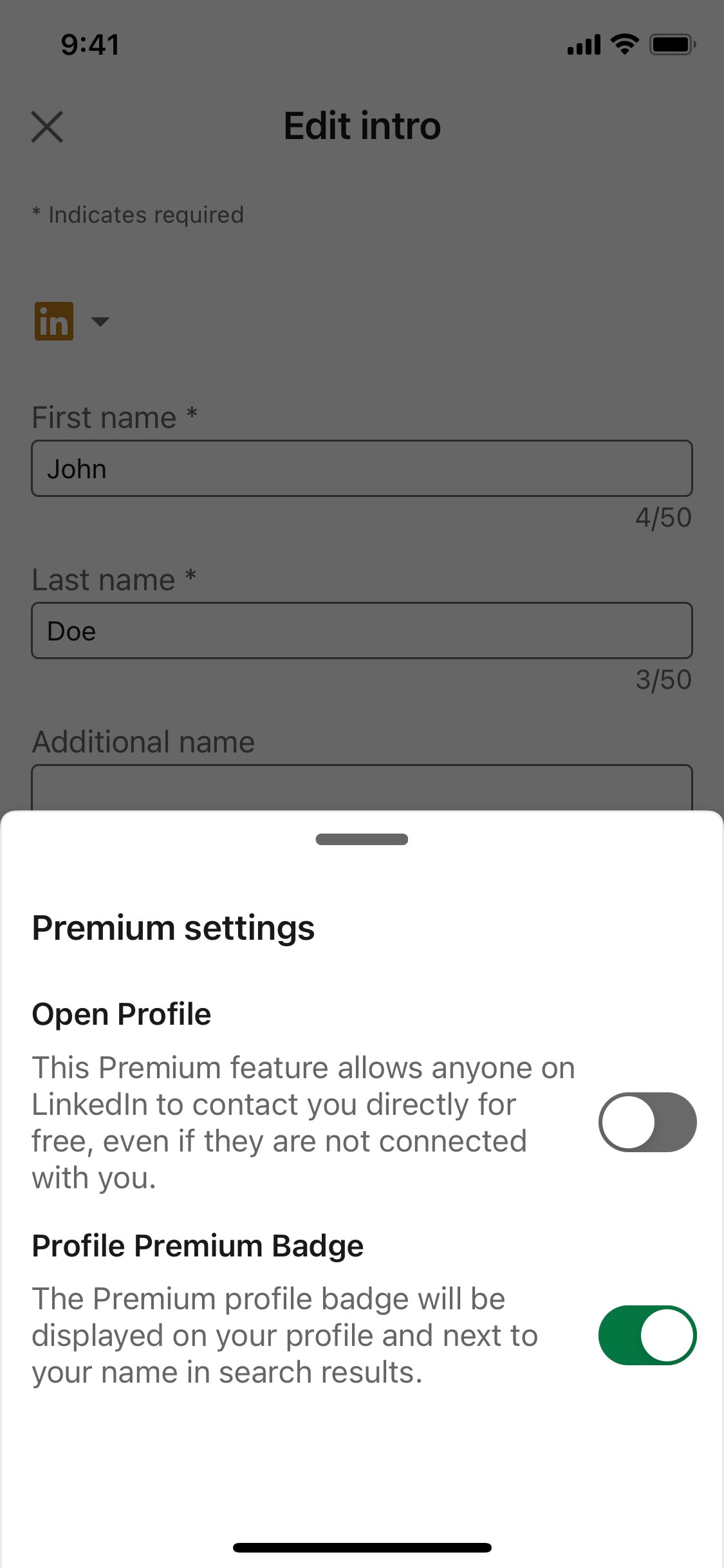 LinkedIn iOS screen 275