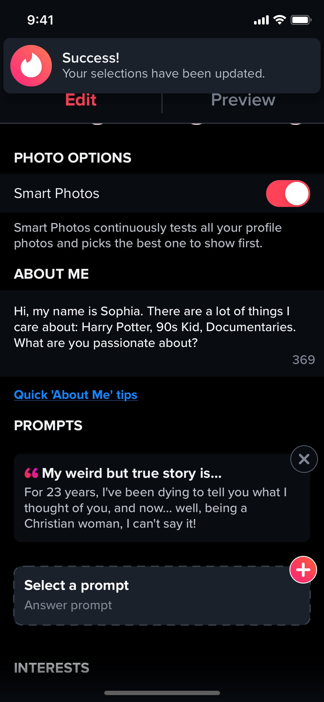 Tinder iOS screen 179