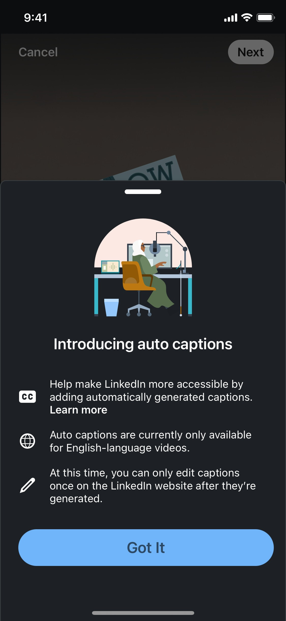 LinkedIn iOS screen 558