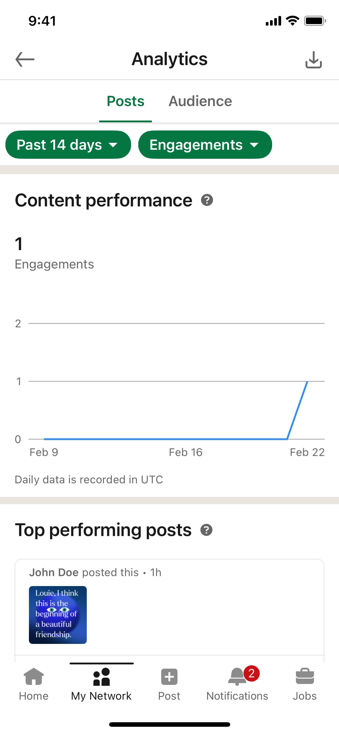 LinkedIn iOS screen 352