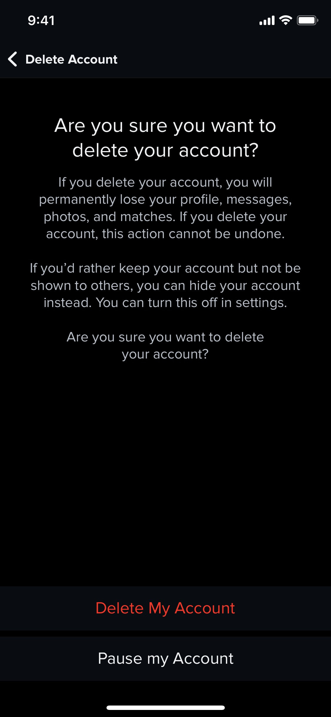 Tinder iOS screen 273
