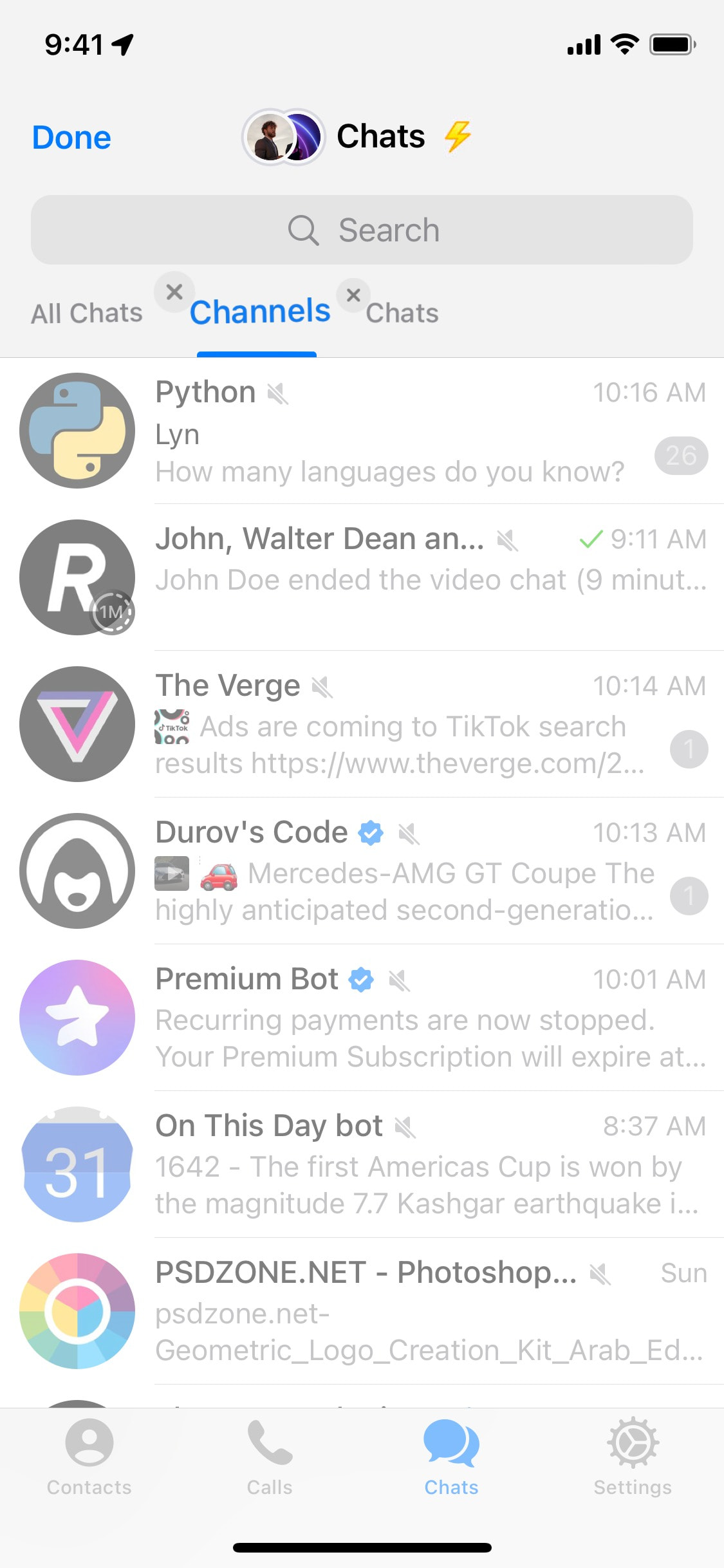 Telegram iOS screen 154
