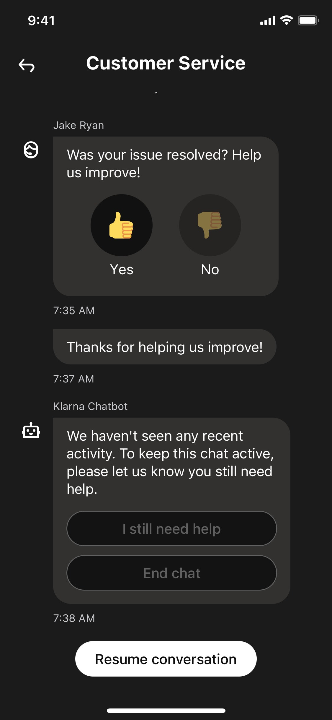 Klarna iOS screen 213