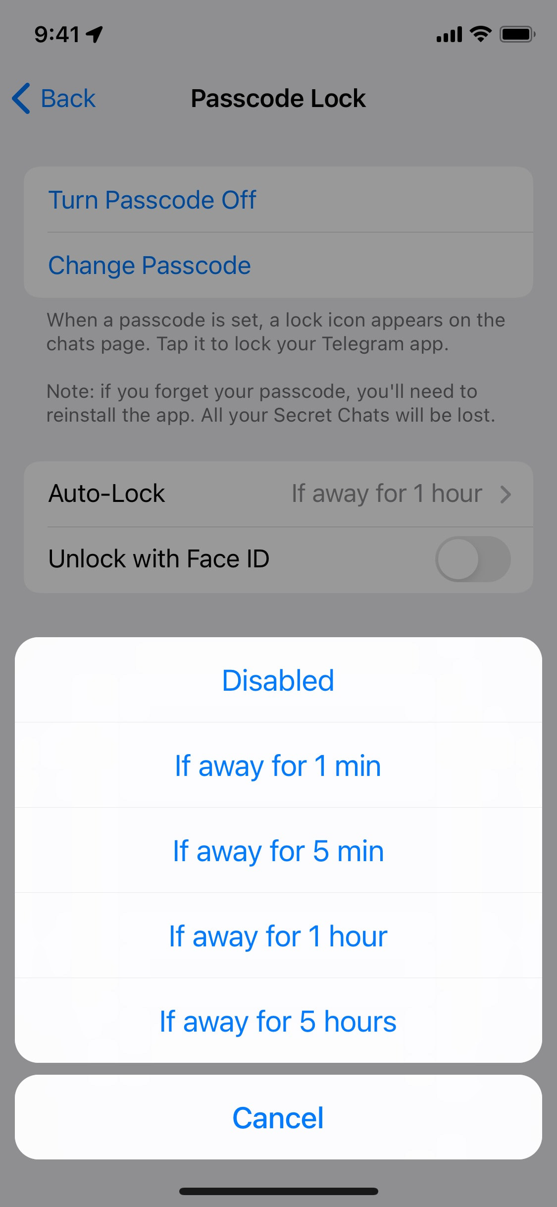 Telegram iOS screen 510