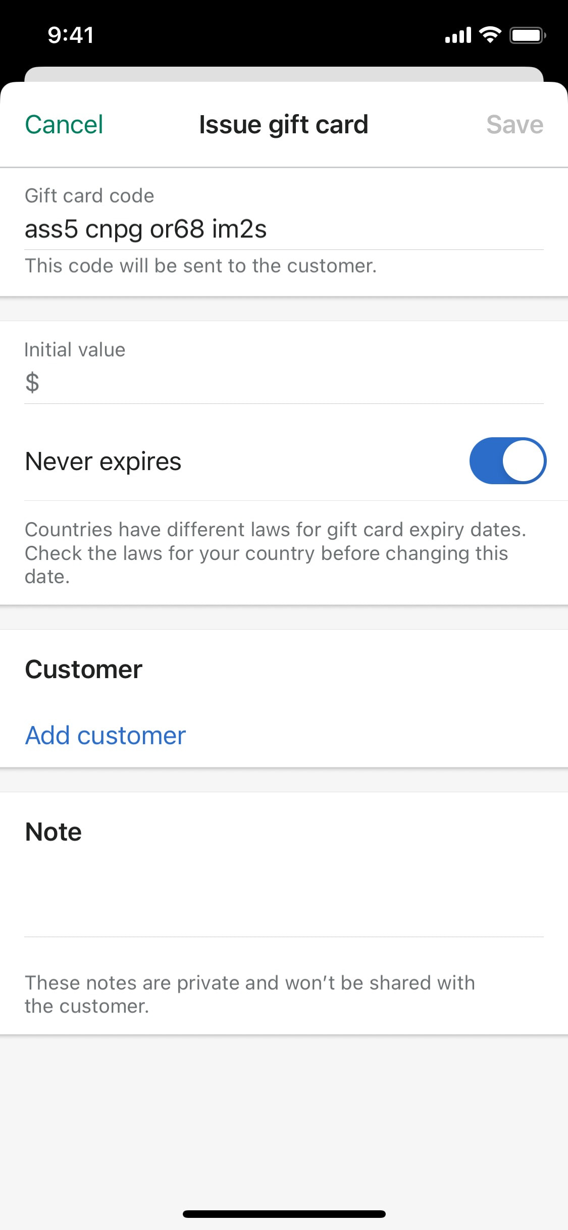 Shopify iOS screen 410