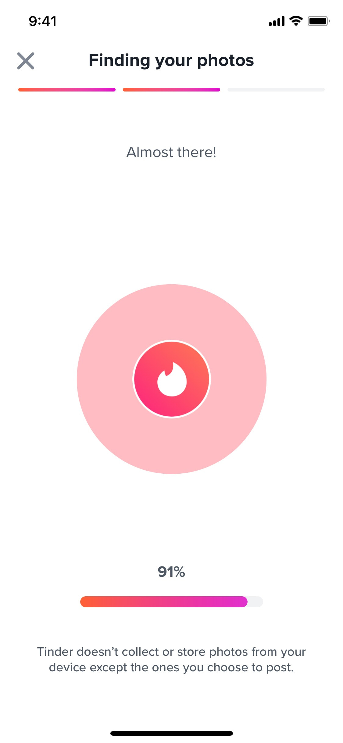 Tinder iOS screen 308