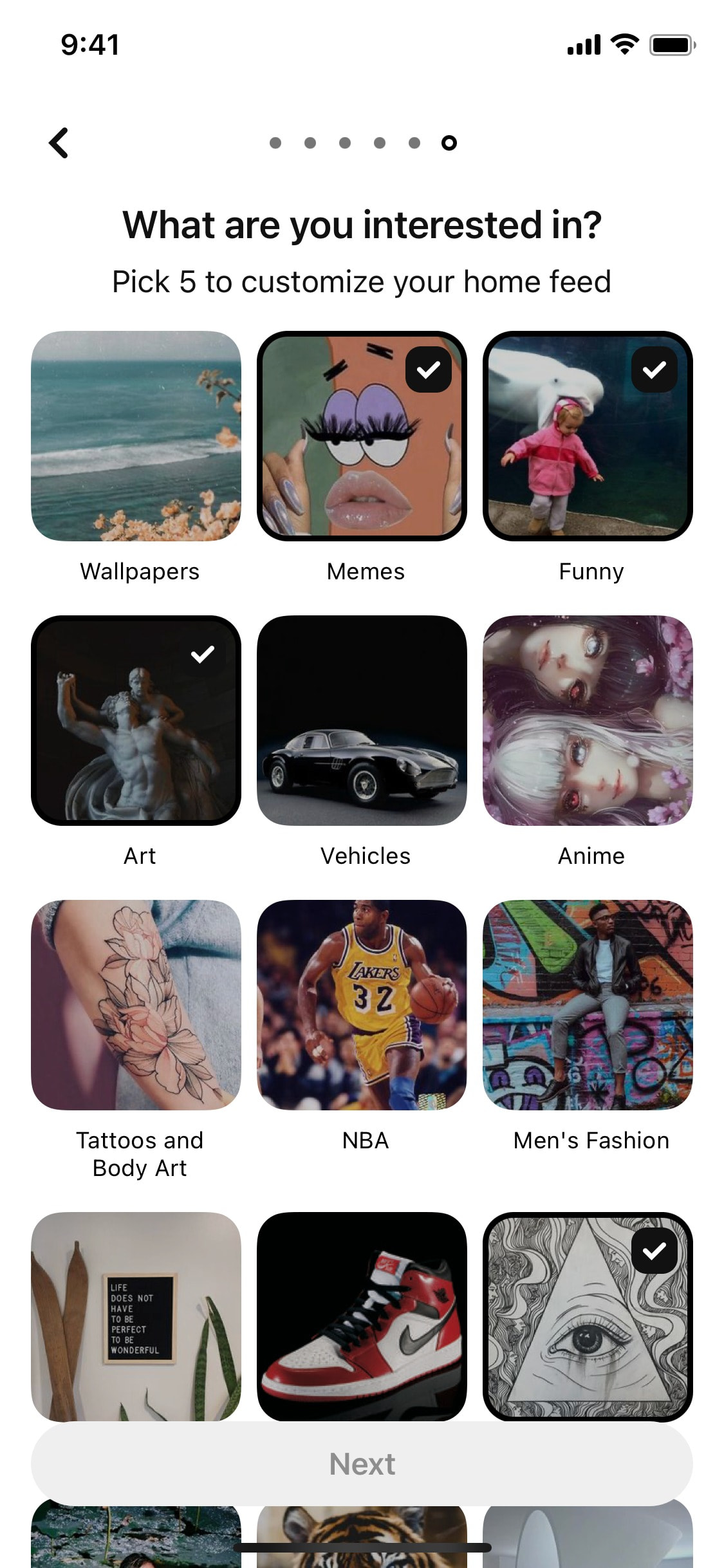 Pinterest iOS screen 419