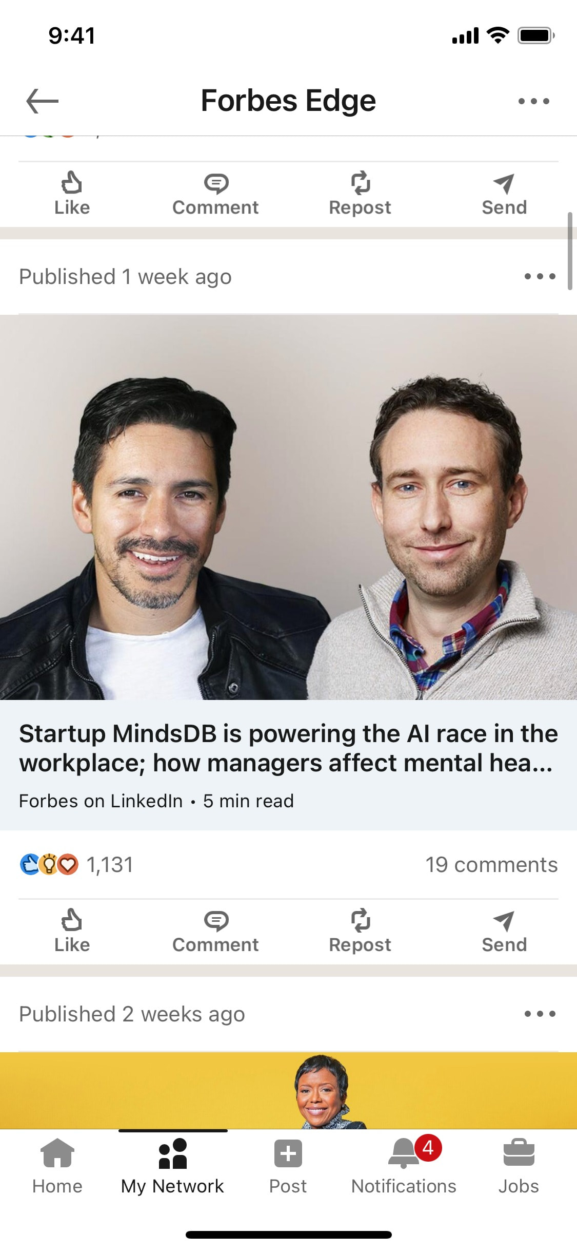 LinkedIn iOS screen 327