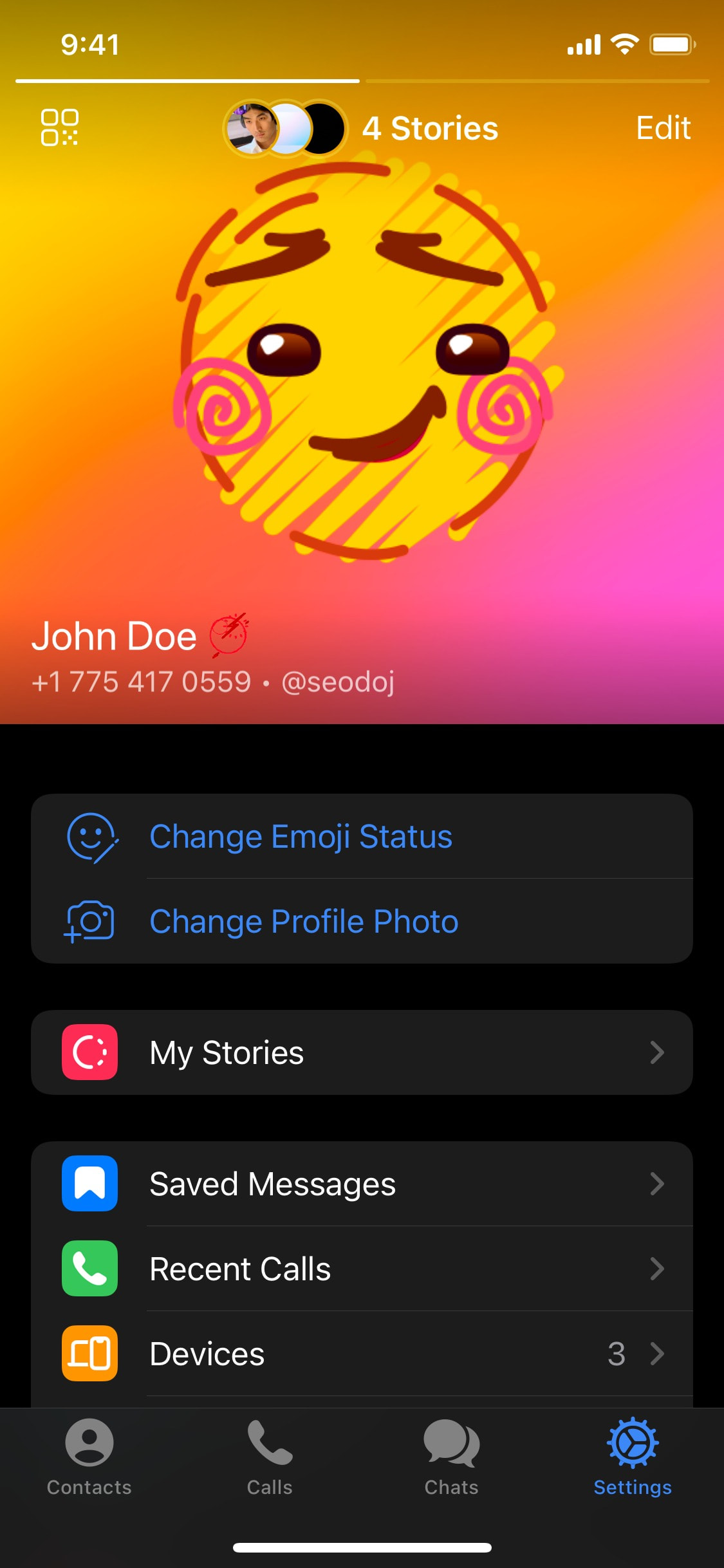 Telegram iOS screen 405