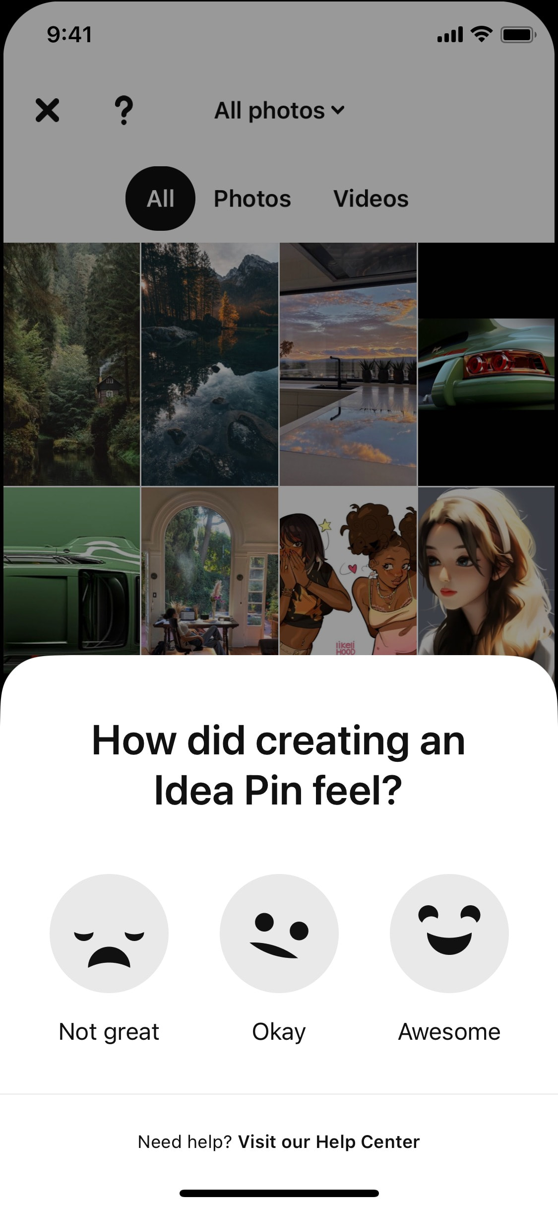 Pinterest iOS screen 462